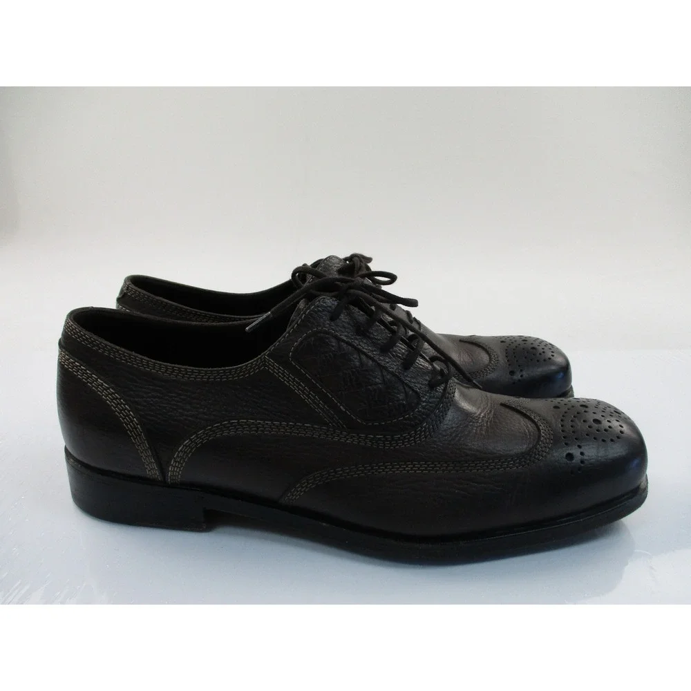 Bottega Veneta Oxford Mens 42 Brown Leather Wingtip Woven Brogue Made In Italy